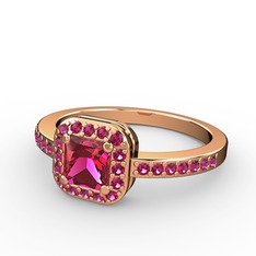 Sarette Tektaş Yüzük - Rodolit garnet 14 ayar rose altın yüzük #1ke2vkx