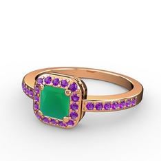 Sarette Tektaş Yüzük - Kök zümrüt ve ametist 8 ayar rose altın yüzük #1l2w9lc