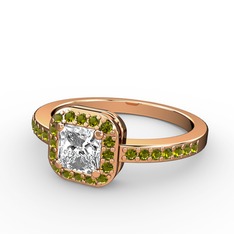 Swarovski ve peridot 14 ayar rose altın yüzük