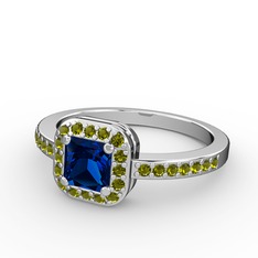 Sarette Tektaş Yüzük - Lab safir ve peridot 925 ayar gümüş yüzük #1lrt3wy