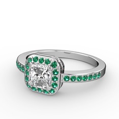 Swarovski ve yeşil kuvars 18 ayar beyaz altın yüzük
