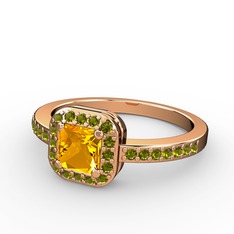 Sarette Tektaş Yüzük - Sitrin ve peridot 925 ayar rose altın kaplama gümüş yüzük #1ondmb9