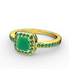 Sarette Tektaş Yüzük - Kök zümrüt ve yeşil kuvars 8 ayar altın yüzük #1oqeo25
