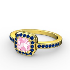 Sarette Tektaş Yüzük - Pembe kuvars ve lab safir 8 ayar altın yüzük #1p1weve