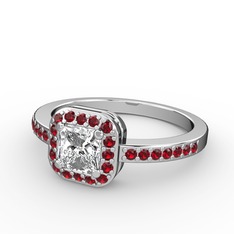Sarette Tektaş Yüzük - Swarovski ve garnet 14 ayar beyaz altın yüzük #1q6uh8i