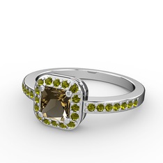 Dumanlı kuvars ve peridot 925 ayar gümüş yüzük