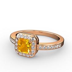 Sarette Tektaş Yüzük - Sitrin ve swarovski 14 ayar rose altın yüzük #1sh07cu