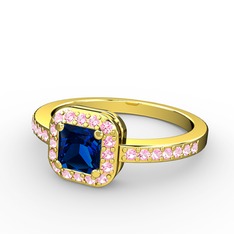 Sarette Tektaş Yüzük - Lab safir ve pembe kuvars 8 ayar altın yüzük #1toxmso