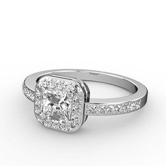 Sarette Tektaş Yüzük - Swarovski ve pırlanta 8 ayar beyaz altın yüzük (0.45 karat) #1ttsilk