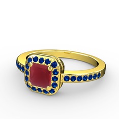 Sarette Tektaş Yüzük - Kök yakut ve lab safir 8 ayar altın yüzük #1umi0m0