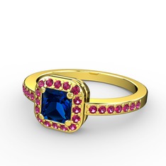 Lab safir ve rodolit garnet 18 ayar altın yüzük