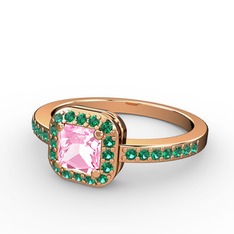 Pembe kuvars ve yeşil kuvars 8 ayar rose altın yüzük