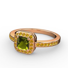 Peridot ve sitrin 18 ayar rose altın yüzük