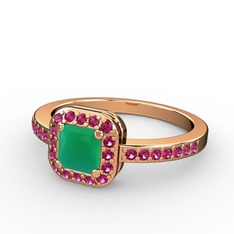Kök zümrüt ve rodolit garnet 18 ayar rose altın yüzük