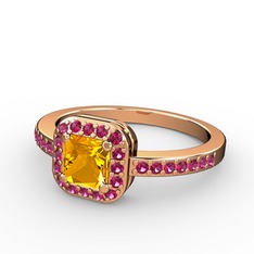 Sarette Tektaş Yüzük - Sitrin ve rodolit garnet 18 ayar rose altın yüzük #1x4801q
