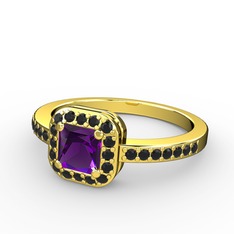Ametist ve siyah zirkon 8 ayar altın yüzük