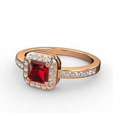 Sarette Tektaş Yüzük - Garnet ve swarovski 14 ayar rose altın yüzük #1xsznml