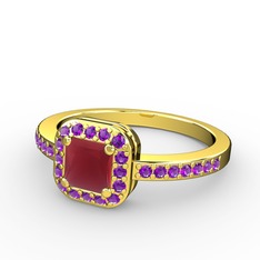 Sarette Tektaş Yüzük - Kök yakut ve ametist 925 ayar altın kaplama gümüş yüzük #1yeo44i