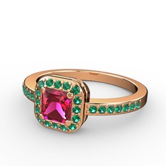 Rodolit garnet ve yeşil kuvars 8 ayar rose altın yüzük