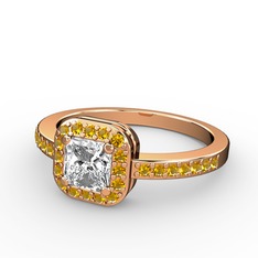 Sarette Tektaş Yüzük - Swarovski ve sitrin 14 ayar rose altın yüzük #4ogs8p