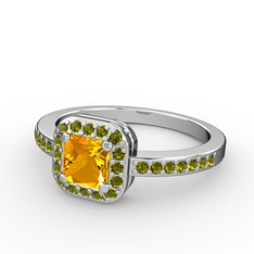 Sarette Tektaş Yüzük - Sitrin ve peridot 925 ayar gümüş yüzük #4qdvw5