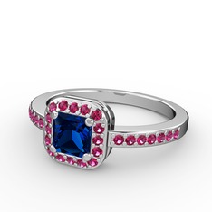 Sarette Tektaş Yüzük - Lab safir ve rodolit garnet 14 ayar beyaz altın yüzük #585dis