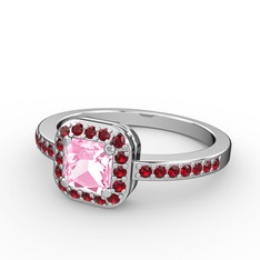 Sarette Tektaş Yüzük - Pembe kuvars ve garnet 925 ayar gümüş yüzük #5ekho0