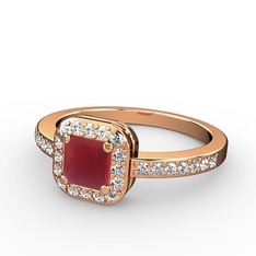 Sarette Tektaş Yüzük - Kök yakut ve swarovski 18 ayar rose altın yüzük #5lg91l