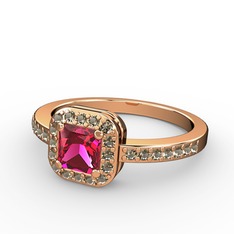 Rodolit garnet ve dumanlı kuvars 925 ayar rose altın kaplama gümüş yüzük