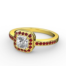 Sarette Tektaş Yüzük - Swarovski ve garnet 8 ayar altın yüzük #91ntjo