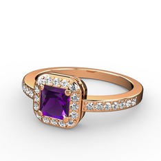 Ametist ve swarovski 8 ayar rose altın yüzük