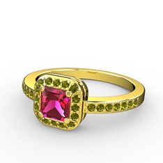 Rodolit garnet ve peridot 18 ayar altın yüzük