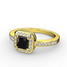 Siyah zirkon ve swarovski 18 ayar altın yüzük