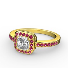 Swarovski ve rodolit garnet 18 ayar altın yüzük