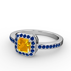 Sarette Tektaş Yüzük - Sitrin ve lab safir 8 ayar beyaz altın yüzük #appirm