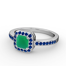 Sarette Tektaş Yüzük - Kök zümrüt ve lab safir 8 ayar beyaz altın yüzük #bn2gr1