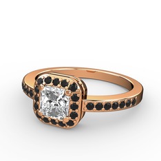 Sarette Tektaş Yüzük - Swarovski ve siyah zirkon 14 ayar rose altın yüzük #bwtuoq