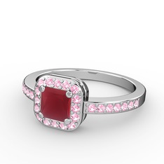 Sarette Tektaş Yüzük - Kök yakut ve pembe kuvars 925 ayar gümüş yüzük #c0rj1h