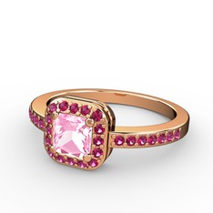 Sarette Tektaş Yüzük - Pembe kuvars ve rodolit garnet 925 ayar rose altın kaplama gümüş yüzük #c1j9m8