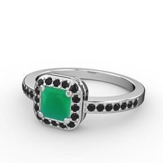 Sarette Tektaş Yüzük - Kök zümrüt ve siyah zirkon 925 ayar gümüş yüzük #c7hjlr