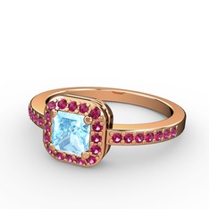 Sarette Tektaş Yüzük - Akuamarin ve rodolit garnet 14 ayar rose altın yüzük #dgj15m