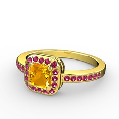 Sarette Tektaş Yüzük - Sitrin ve rodolit garnet 925 ayar altın kaplama gümüş yüzük #dhlfx1