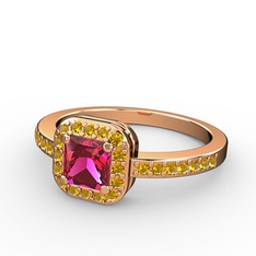 Rodolit garnet ve sitrin 18 ayar rose altın yüzük