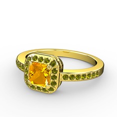 Sitrin ve peridot 14 ayar altın yüzük