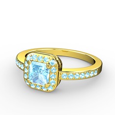Sarette Tektaş Yüzük - Akuamarin 18 ayar altın yüzük #g5e5np