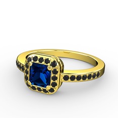 Sarette Tektaş Yüzük - Lab safir ve siyah zirkon 925 ayar altın kaplama gümüş yüzük #h37zgd
