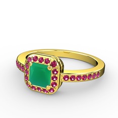 Sarette Tektaş Yüzük - Kök zümrüt ve rodolit garnet 18 ayar altın yüzük #h6df3l