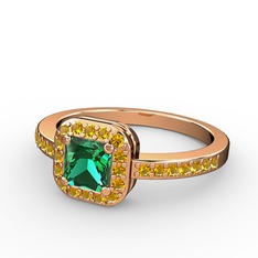 Sarette Tektaş Yüzük - Yeşil kuvars ve sitrin 925 ayar rose altın kaplama gümüş yüzük #hf79d1