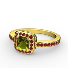 Sarette Tektaş Yüzük - Peridot ve garnet 8 ayar altın yüzük #iewmuk