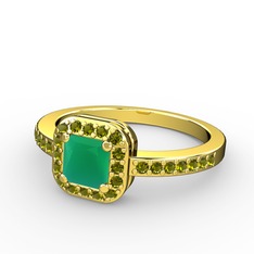 Sarette Tektaş Yüzük - Kök zümrüt ve peridot 925 ayar altın kaplama gümüş yüzük #k8opqk